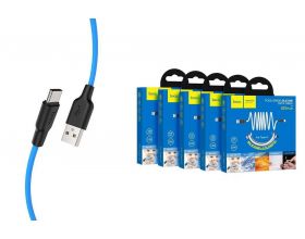 Кабель USB - USB Type-C HOCO X21 PLUS, 3A (черно-синий) 1м (силиконовый)