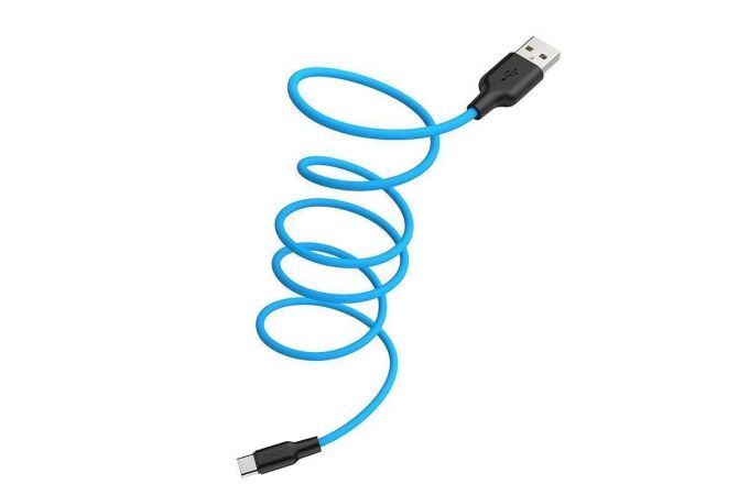 Кабель USB - USB Type-C HOCO X21 PLUS, 3A (черно-синий) 1м (силиконовый)