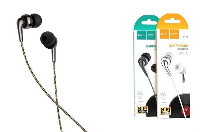 Наушники вакуумные проводные HOCO M71 Inspiring universal earphones (черный)