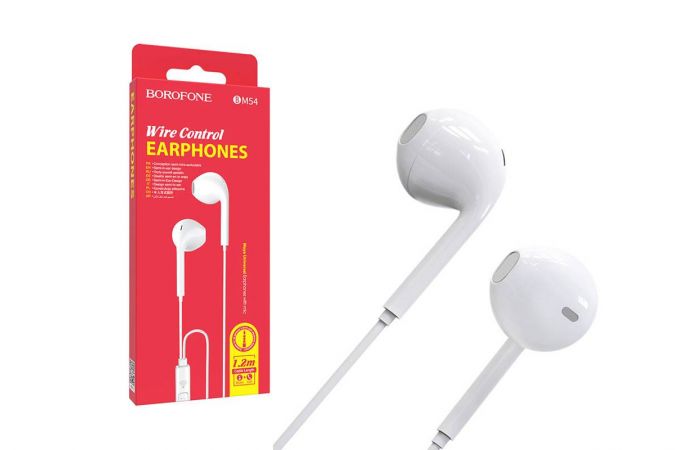 Наушники вакуумные проводные BOROFONE BM54 Maya Universal earphones (белый)