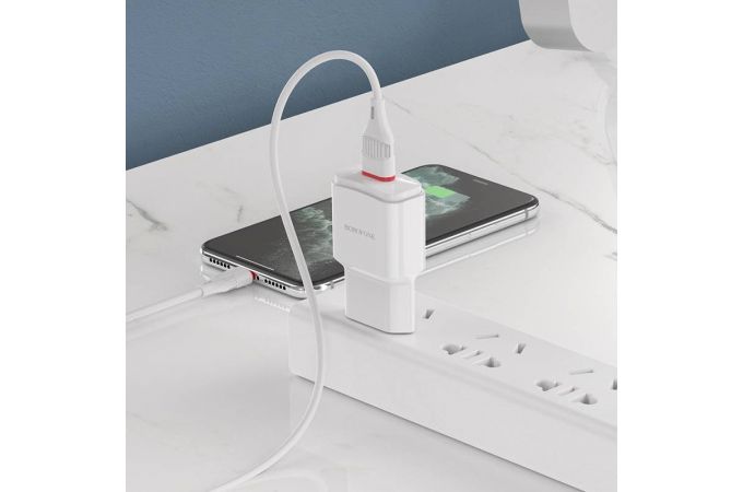 Сетевое зарядное устройство USB BOROFONE BA48A Orion single port 2100mAh (белый)
