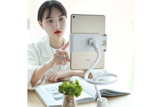 Подставка для телефона на гибкой ножке с прищепкой BOROFONE BH24 (белый)