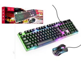 Комплект игровой проводной клавиатура+мышь HOCO GM11 с подсветкой RGB (черный)