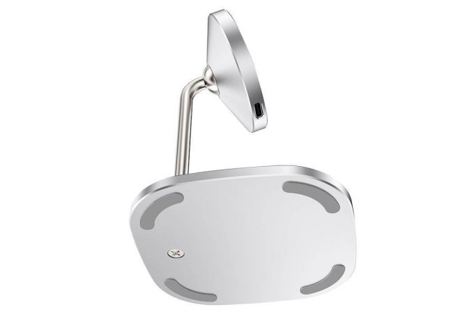 Беспроводное зарядное устройство HOCO CW32 (магнитное, вертикальная подставка, Type-C, 15W) (серебристый)