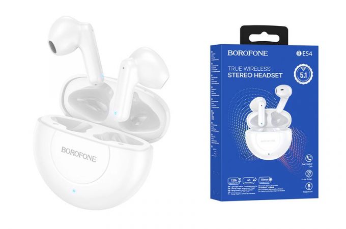 Наушники вакуумные беспроводные BOROFONE BE54 Rejoice wireless BT headset Bluetooth (белый)