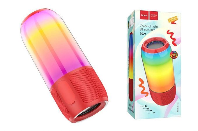Портативная беспроводная колонка HOCO DS29 c RGB подсветкой (красный)