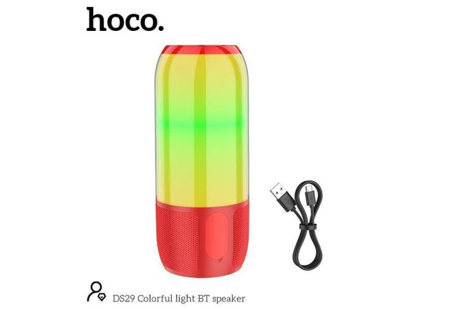 Портативная беспроводная колонка HOCO DS29 c RGB подсветкой (красный)