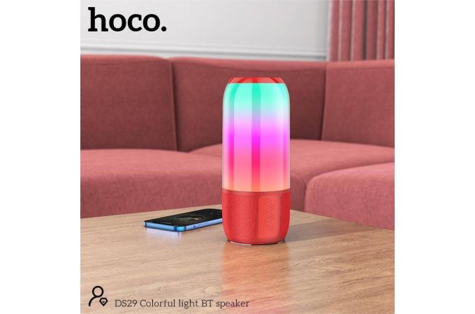 Портативная беспроводная колонка HOCO DS29 c RGB подсветкой (красный)
