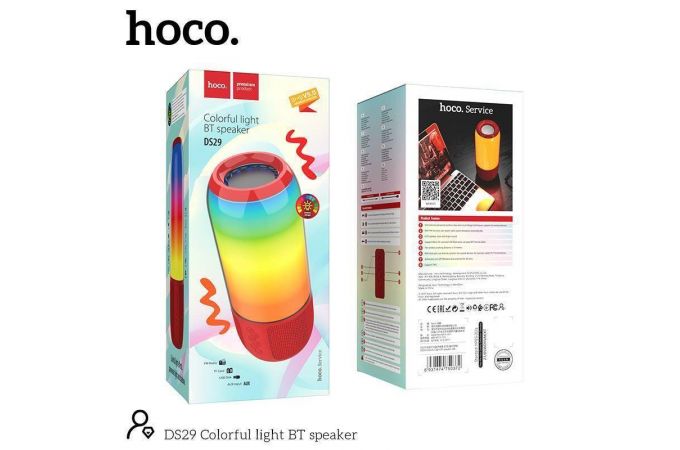 Портативная беспроводная колонка HOCO DS29 c RGB подсветкой (красный)