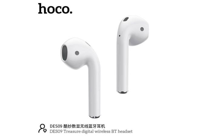 Наушники вакуумные беспроводные HOCO DES09 Treasure digital wireless BT headset Bluetooth (белый)