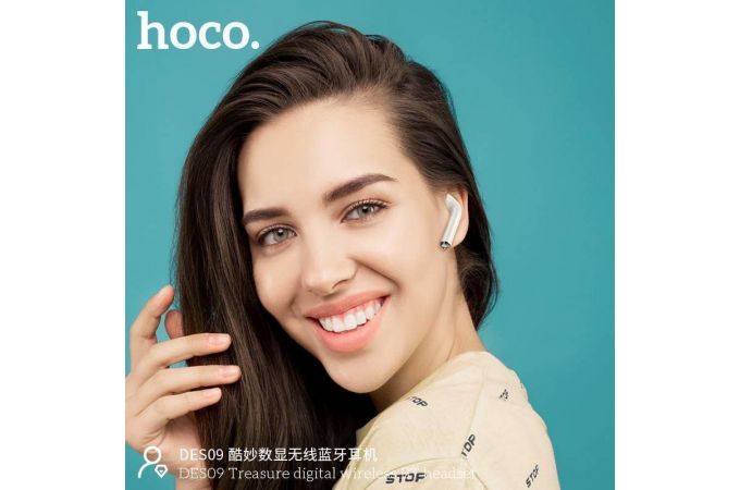 Наушники вакуумные беспроводные HOCO DES09 Treasure digital wireless BT headset Bluetooth (белый)