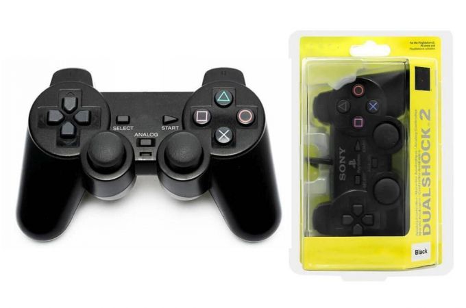 Геймпад проводной для Sony PlayStation 2 (упаковка блистер) черный PS2
