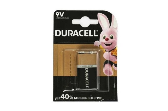 Батарейка алкалиновая Duracell 6LR61 крона/1BL MN1604 (цена за блистер 1 шт)