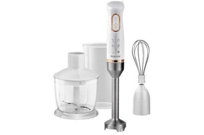 Блендер CENTEK CT-1347 белый 800 Вт, нож из нерж. стали, изм., венчик, стакан