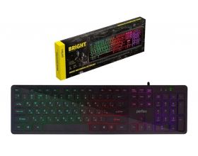 Клавиатура игровая проводная Perfeo "BRIGHT" низкие кн., подсветка USB PF_B4891 (черный)