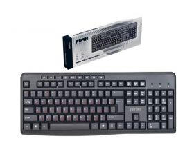 Клавиатура проводная Perfeo "PUSH" стандартная, USB  PF_A4796 (черный)