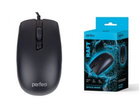 Мышь проводная Perfeo "RAFT", 3 кн, DPI 1000, USB PF_B4897 (черный)