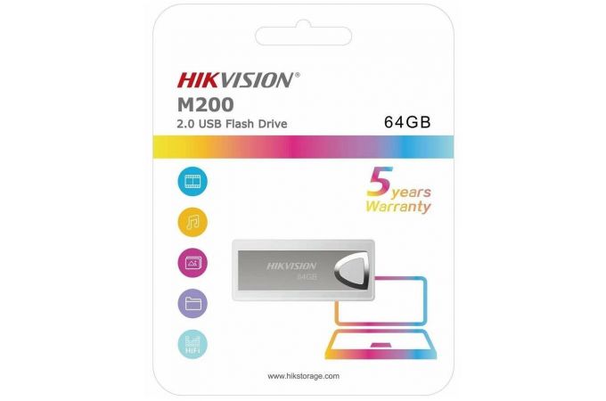USB флеш накопитель 64 Gb Hikvision M200 серебро металл  / HS-USB-M200/64G