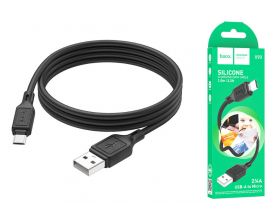 Кабель USB - MicroUSB HOCO X90 (черный) силиконовый 1м