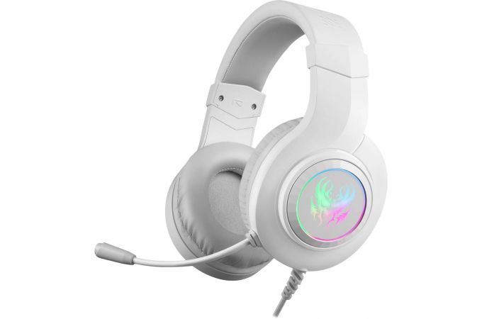 Гарнитура игровая Defender Ghost LED белый RGB / мембрана 50 мм. / кабель 1.8 м