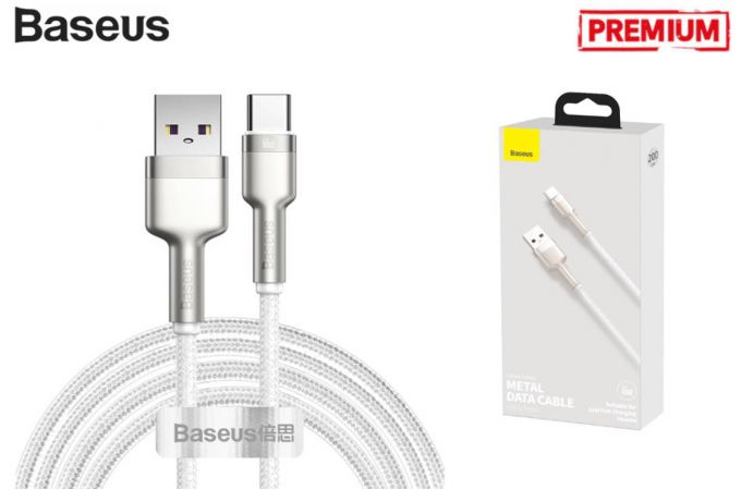 Кабель USB - USB Type-C BASEUS Cafule Series Metal 6A, 66W, 2 м, белый