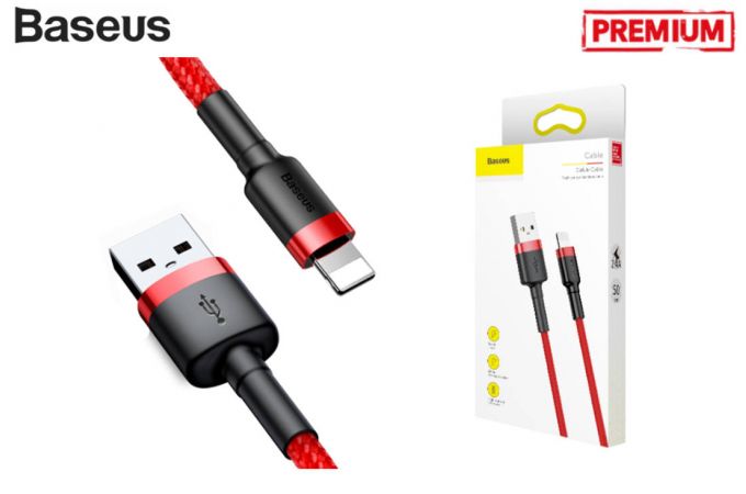 Кабель USB - Lightning BASEUS Cafule, 2.4А, (красный+красный) 0,5м