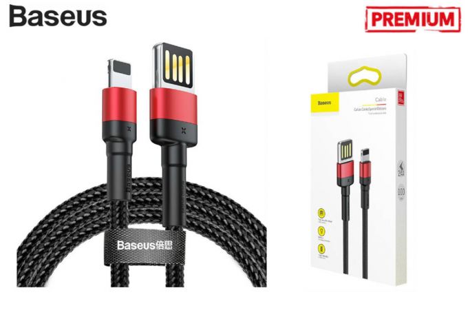 Кабель USB - Lightning BASEUS Cafule, 2.4А, special edition (красный+черный) 1м