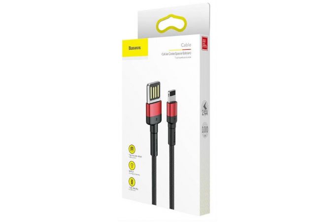 Кабель USB - Lightning BASEUS Cafule, 2.4А, special edition (красный+черный) 1м