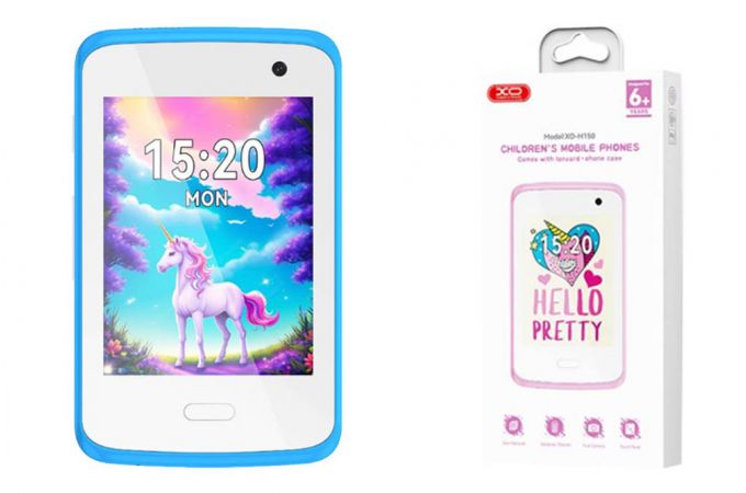 Телефон XO H150 Kids Smart 2G Cell Phone 2.8” Screen 30W Pixel (With Case + Lanyard) White+Blue