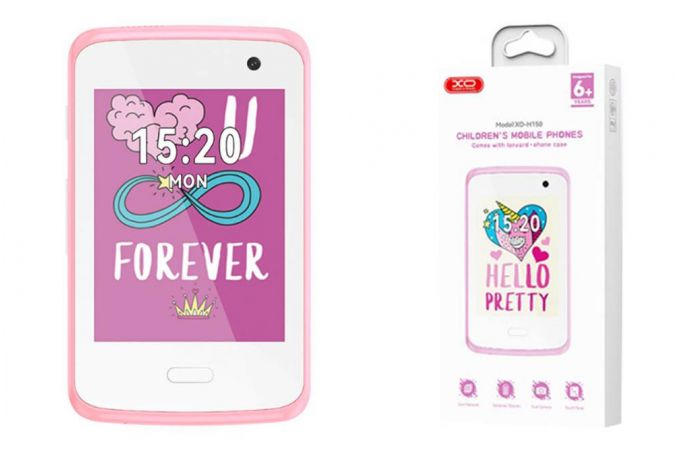 Телефон XO H150 Kids Smart 2G Cell Phone 2.8” Screen 30W Pixel (With Case + Lanyard) White+pink