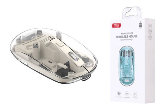 Мышь беспроводная XO M12 Bluetooth wireless transparent mouse Off-White