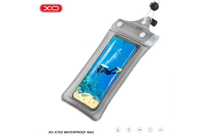 Чехол водонепроницаемый защитный пляжный XO KT03 cell phone PVC waterproof bag window three zipper + lanyard (for phones up to 7 inch) white