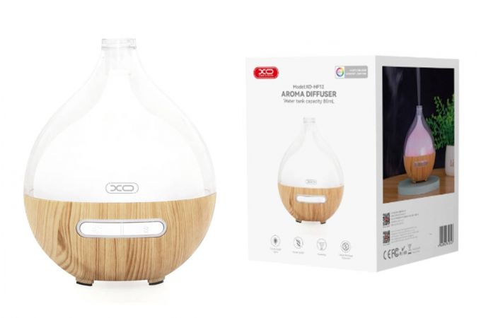 Увлажнитель воздуха XO HF12 Transparent+Wood Grain Model Colorful Lights Spray Humidifying Aromatherapy Diffuser White