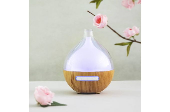 Увлажнитель воздуха XO HF12 Transparent+Wood Grain Model Colorful Lights Spray Humidifying Aromatherapy Diffuser White