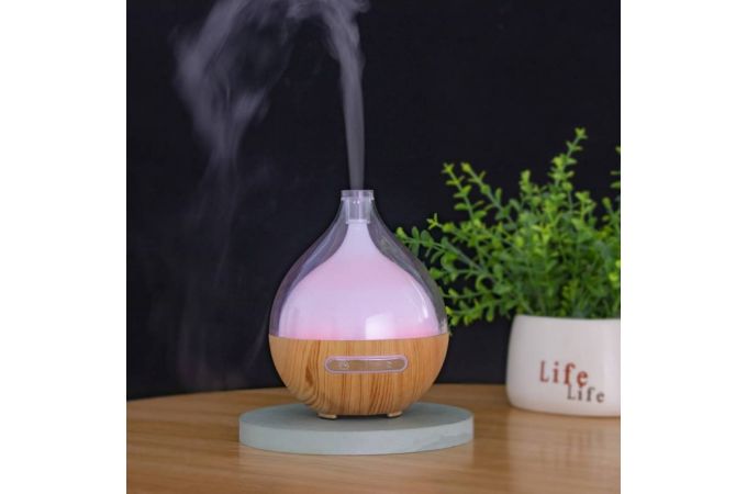 Увлажнитель воздуха XO HF12 Transparent+Wood Grain Model Colorful Lights Spray Humidifying Aromatherapy Diffuser White