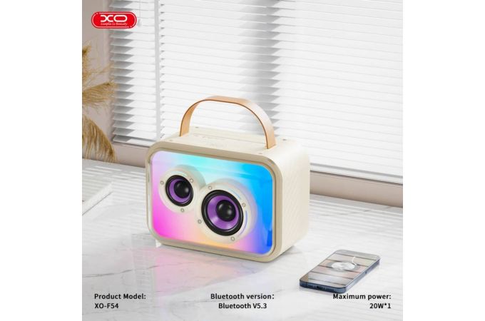 Портативная беспроводная колонка XO F54 Lapis Lazuli Cold Light Karaoke Speaker 20W (with Microphone*1) Beige