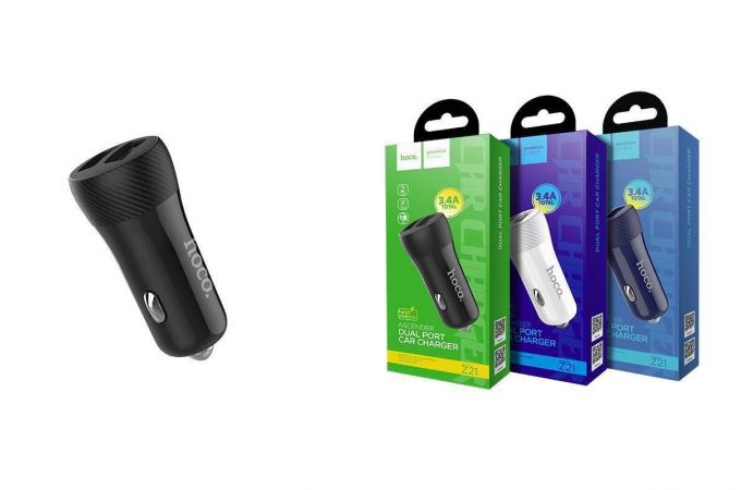 Автомобильное зарядное устройство АЗУ 2USB HOCO Z21 Ascender l display (черный)