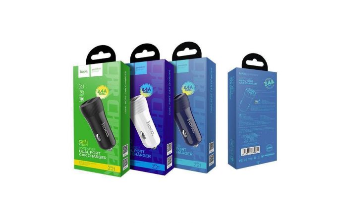 Автомобильное зарядное устройство АЗУ 2USB HOCO Z21 Ascender l display (черный)