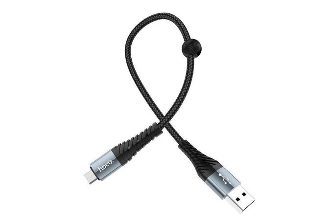Кабель USB - MicroUSB HOCO X38 2,4A (черный) 0,25м (в оплетке)