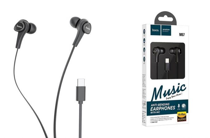 Наушники вакуумные проводные HOCO M67 Passion штекер Type-C (черный)