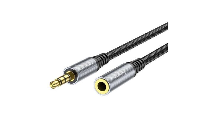 Кабель аудио удлинитель HOCO UPA20 (Джек 3,5мм на гнездо 3,5мм) 1м (серый)