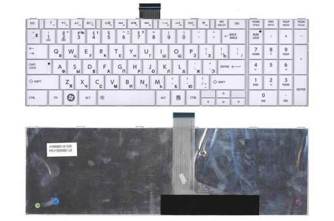 Клавиатура для ноутбука Toshiba Satellite C850, C870, C875 белая