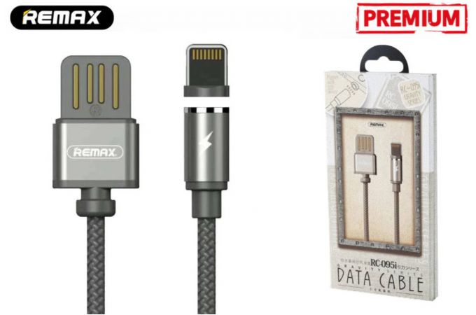 Кабель USB - Lightning Remax Gravity Series Data Cable  for Lightning RC-095i - black (магнитный, металл. коробка)