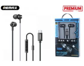 Наушники вакуумные проводные Remax Metal Wired Earphone for Music & Call RM-610Da Black (штекер Type-C)