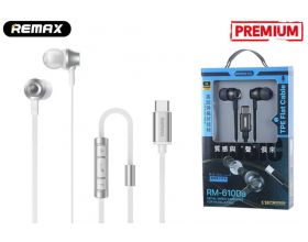 Наушники вакуумные проводные Remax Metal Wired Earphone for Music & Call RM-610Da Silver (штекер Type-C)