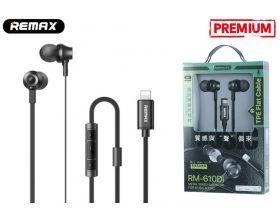 Наушники вакуумные проводные Remax Metal Wired Earphone for Music & Call RM-610Di Black (штекер Lightning)