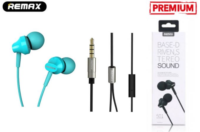 Наушники вакуумные проводные Remax RM-501 Earphone blue