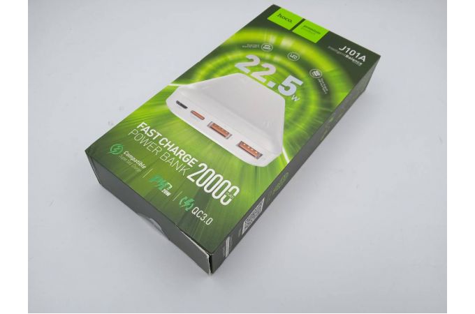 Универсальный дополнительный аккумулятор Power Bank HOCO J101A 22.5W (20000 mAh) (белый) (УЦЕНКА! МЯТАЯ УПАКОВКА)