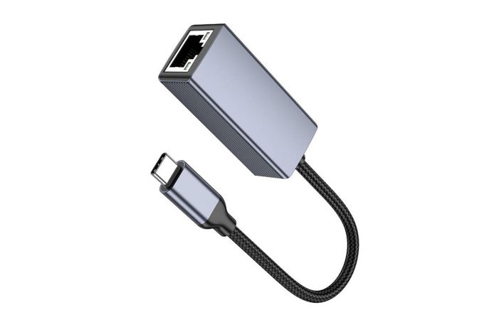 Переходник-адаптер HOCO UA37 Type-C ethernet (1000 Mbps) (серый)