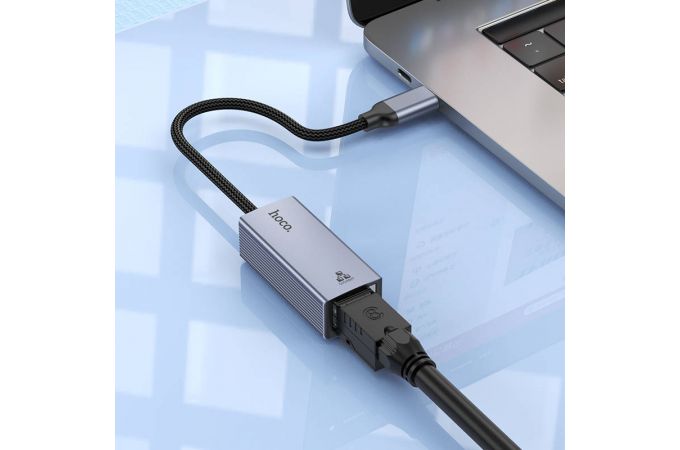 Переходник-адаптер HOCO UA37 Type-C ethernet (1000 Mbps) (серый)